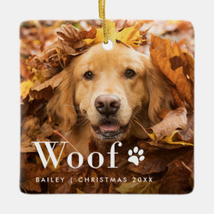 Woof Fotos Ihres Hundes und eine Paw-Print Keramikornament