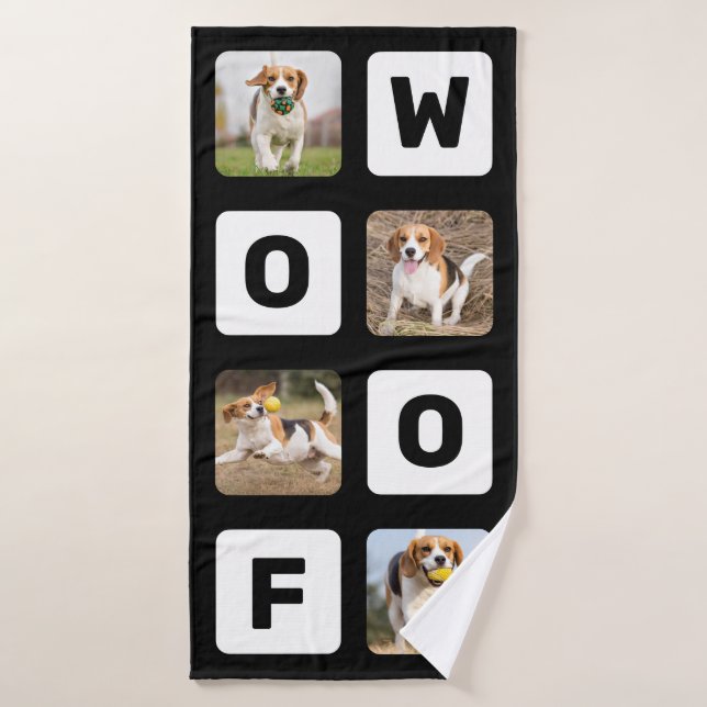 Woof Personalisierte Fotolackage Pet Lover Dog Badehandtuch (Badehandtuch)