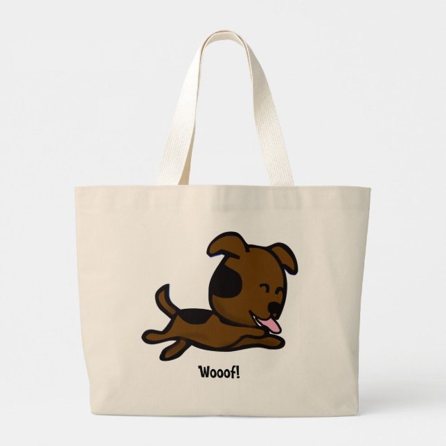 Woof Puppy Joy Tote Bag Jumbo Stoffbeutel (Rückseite)