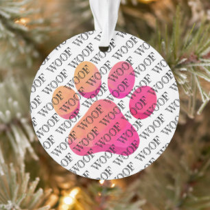 WOOF-Typografie-Hundepfotenabdruck modernes Hausti Ornament
