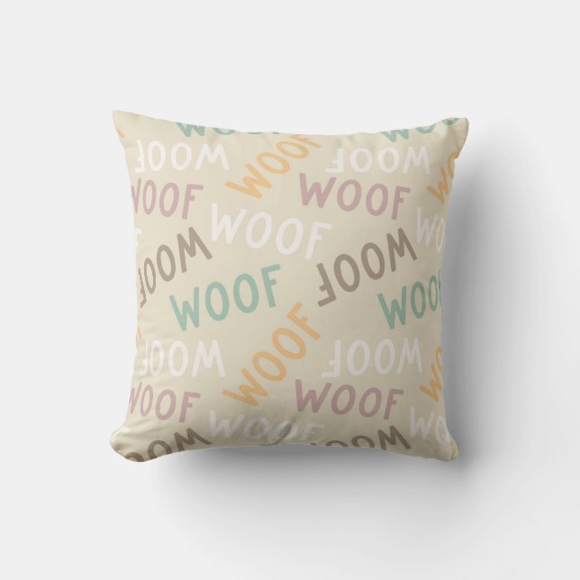Woof Typografy Pattern Kissen (Vorderseite)