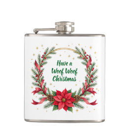 Woof Woof Christmas Flask - Customizable Text  Flachmann