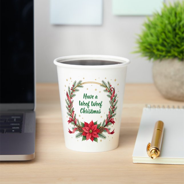 Woof Woof Christmas Paper Cup - Customizable Text  Pappbecher (InSitu)