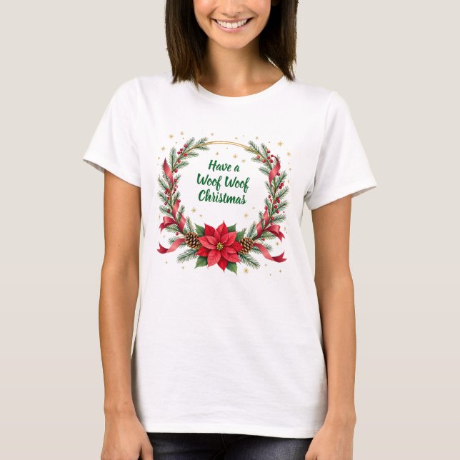 Woof Woof Christmas Shirt - Customizable Text  (Vorderseite)