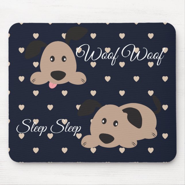 Woof Woof Sleep Sleep Polka Dot Mouse Pad Mousepad (Vorne)