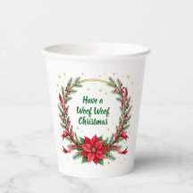 Woof Woof Weihnachtspapierbecher - Anpassbarer Tex