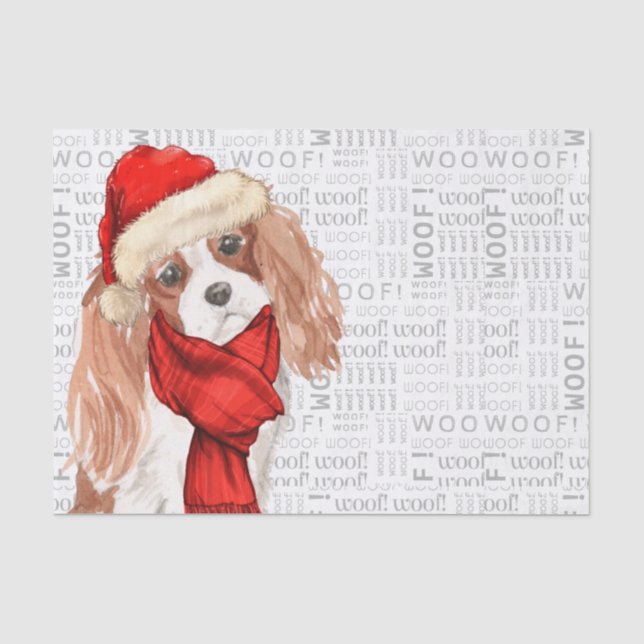 Woof Word Art und Christmas Cocker Spaniel Seidenpapier (Vorderseite)