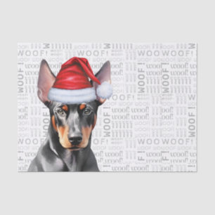 Woof Word Art und Weihnachts Dobermann Pinscher Hu Seidenpapier