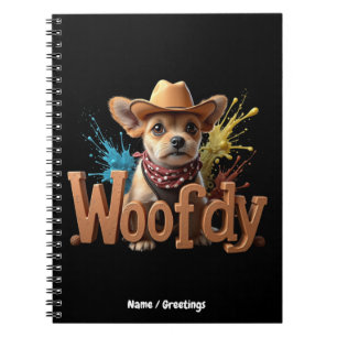 Woofdy Lustiger Western-Cowboy-Hund in Texas Notizblock