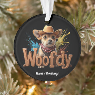 Woofdy Lustiger Western-Cowboy-Hund in Texas Ornament
