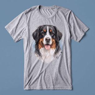 Woofwash Wasserfarben-Haustier-Porträt-Schriftname Tri-Blend Shirt