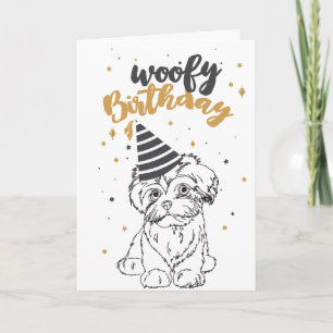 Woofy Birthday Maltesische Niedliche Welpe Sketch  Karte