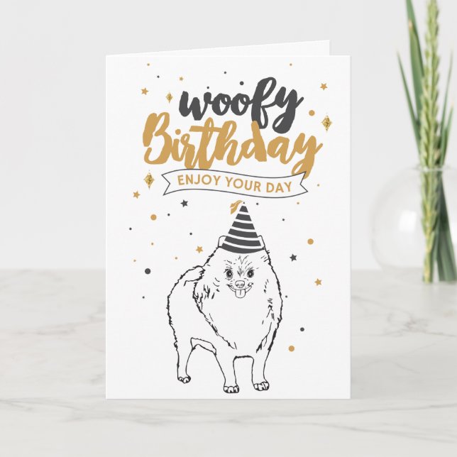 Woofy Birthday Spitz Niedlich Puppy Sketch Niedlic Karte (Vorderseite)