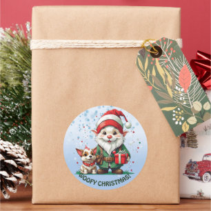 Woofy Christmas! Runder Aufkleber