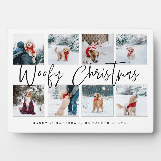 Woofy Christmas Script Pet Foto Collage Plaque Fotoplatte (Vorderseite)
