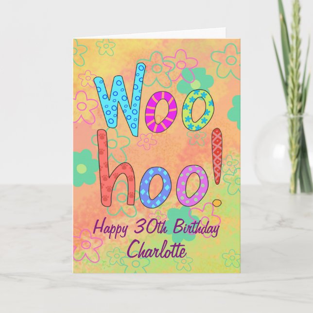 WooHoo Name Personalisiert Happy 60. Geburtstag Karte (Vorderseite)