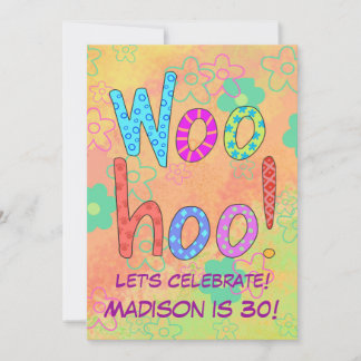 WooHoo Word Art Orange 30. Geburtstag Einladung