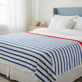 Wool blanket with blue stripes, Nautical-themed  Fleecedecke