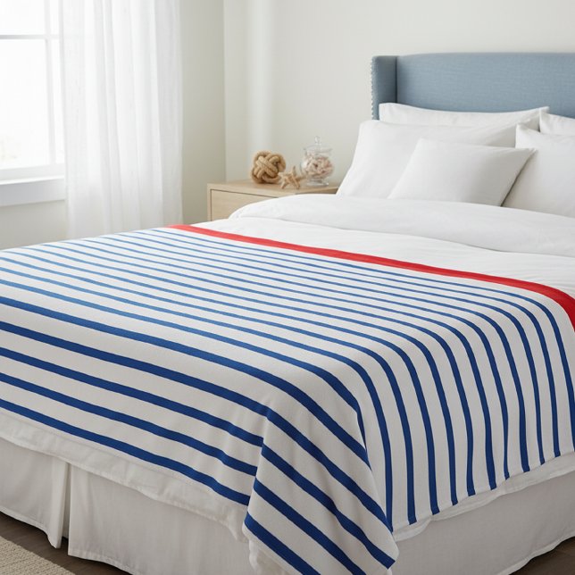 Wool blanket with blue stripes, Nautical-themed  Fleecedecke (Von Creator hochgeladen)