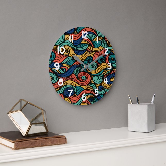 Wool Topped paisley Große Wanduhr (Büro)