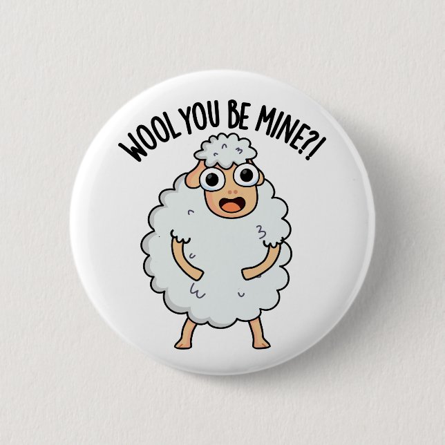 Wool you be mine Funny Sheep Puff Button (Vorderseite)