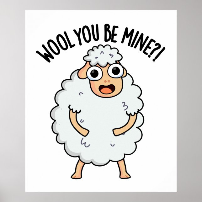 Wool you be mine Funny Sheep Puff Poster (Vorne)