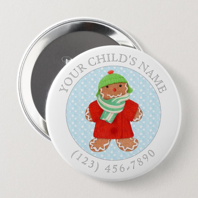 WOOLIE GINGERBRAD Child ID Button - Weiß (Vorne & Hinten)