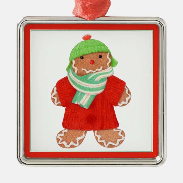 WOOLIE GINGERBREAD Premium Square Ornament Aus Metall (Vorne)