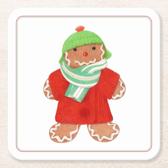 WOOLIE GINGERBREAD Square Paper Untersetzer (Vorderseite)