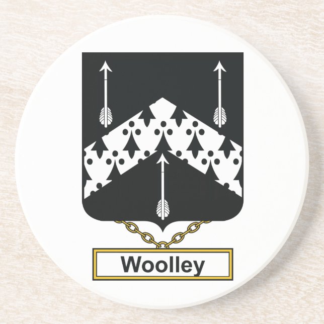 Woolley Familienwappen Sandstein Untersetzer (Vorne)