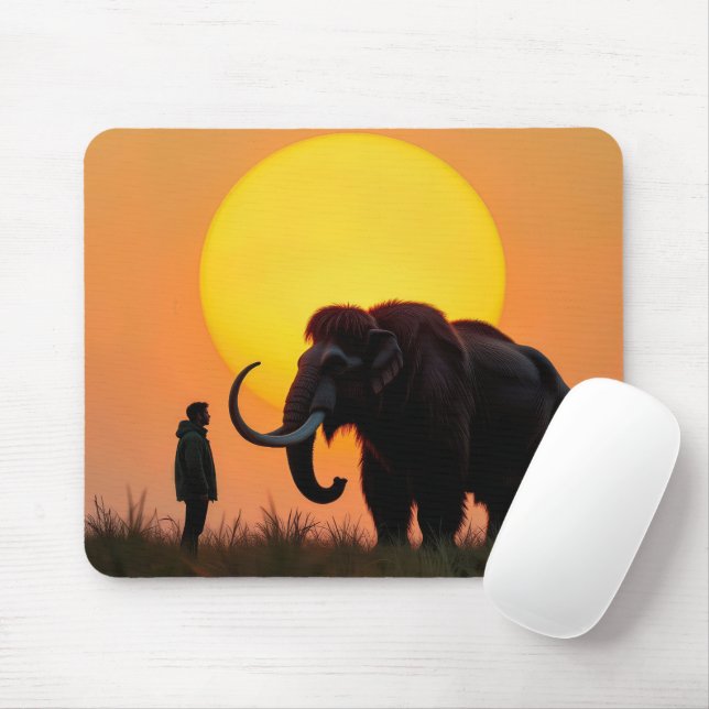 Wooly Mammoth and Man Mousepad (Mit Mouse)