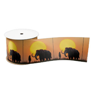 Wooly Mammoth and Man Satinband