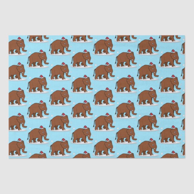 Wooly Mammoth in einer Weihnachtsmannmütze zu Weih Seidenpapier (Vorderseite)