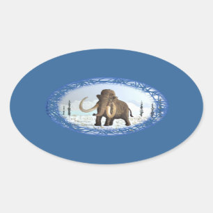 Wooly Mammoth Ovaler Aufkleber
