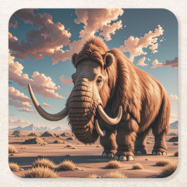 Wooly Mammoth Rechteckiger Pappuntersetzer