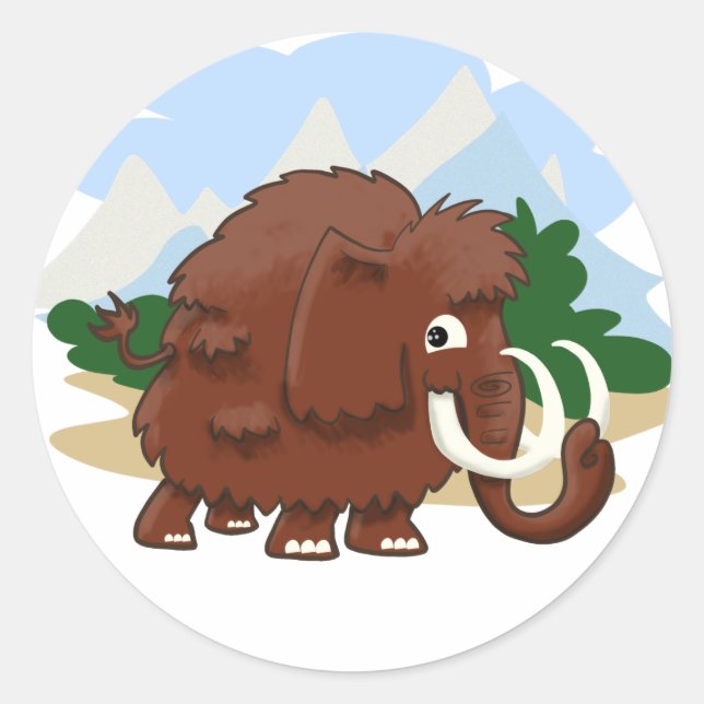 Wooly Mammoth Runder Aufkleber (Vorderseite)