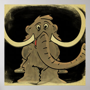 Wooly Mammoth Vintag Looking Poster