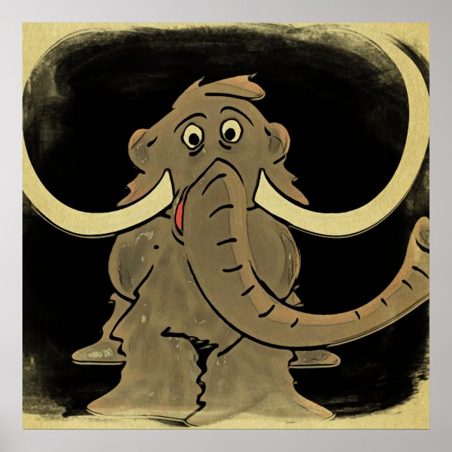 Wooly Mammoth Vintag Looking Poster (Vorne)