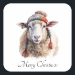 Wooly Wonderland, Brauch Quadratischer Aufkleber<br><div class="desc">Fügen Sie eine Touch von bezauberndem Wooly Wonderland Charme zu fast allem, mit unserem köstlichen, anpassbaren Weihnachtsschäfte Sticker! Dieser charmante Aufkleber zeigt unsere geliebten Weihnachtsschaf in Aquarellen, die in ihrem gemütlichen Strick perfekt festlich aussehen und bereit sind, Ihre Geschenke, Karten, Gastgeschenke und vieles mehr mit herzlicher Laune und Schnittsinn zu...</div>