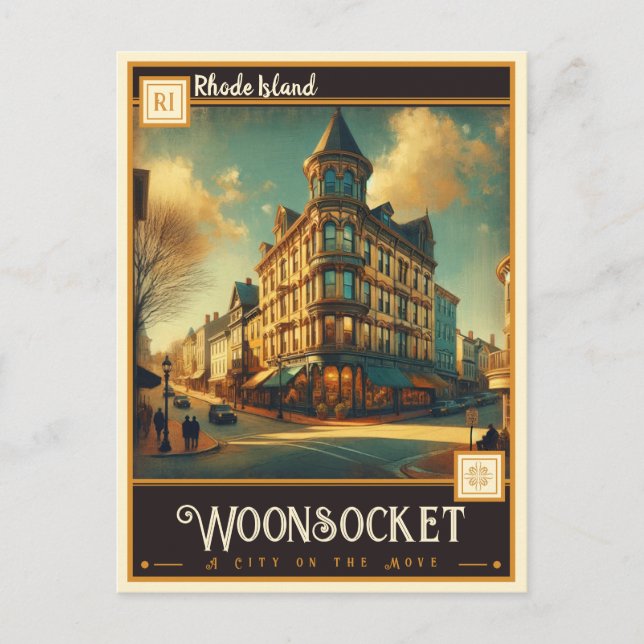 Woonsocket, Rhode Island | Antik Postkarte (Vorderseite)