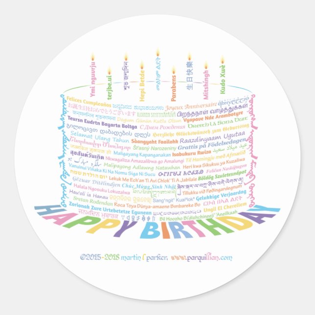 Wor(l)d Birthday Cake Stickers (Vorderseite)