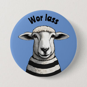 Wor Lass, Geordie-Button, Stripy-Schafe, Lamm Button