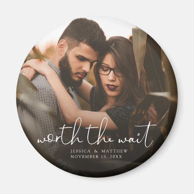 Woran sich das Wait Wedding Foto Script Modern Ove Magnet (Vorne)
