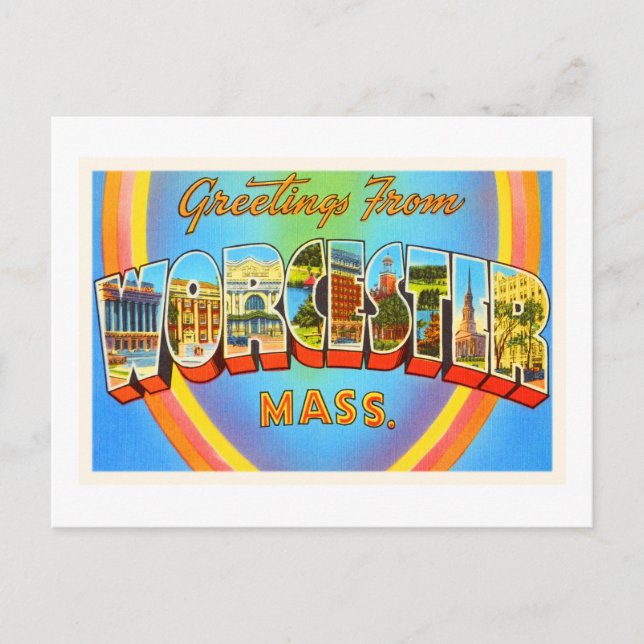 Worcester Massachusetts MA Vintage Travel Souvenir Postkarte (Vorderseite)