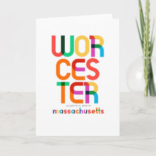 Worcester Massachusetts Mid Century, Pop Art, Karte