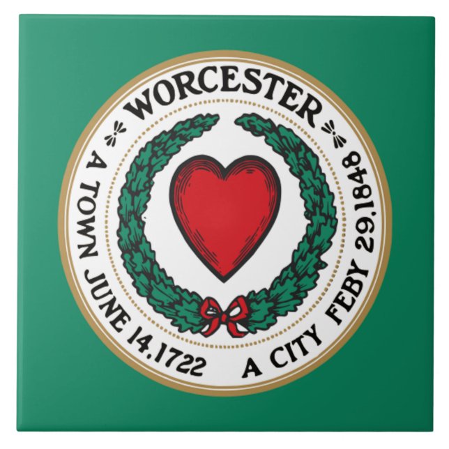 Worcester Stadtflagge Fliese (Vorderseite)