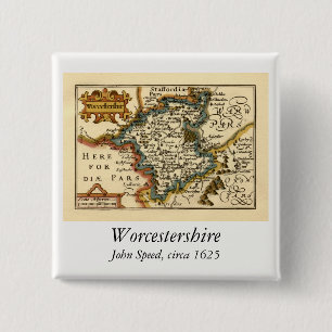 Worcestershire Landkreis England Alte antike Karte Button