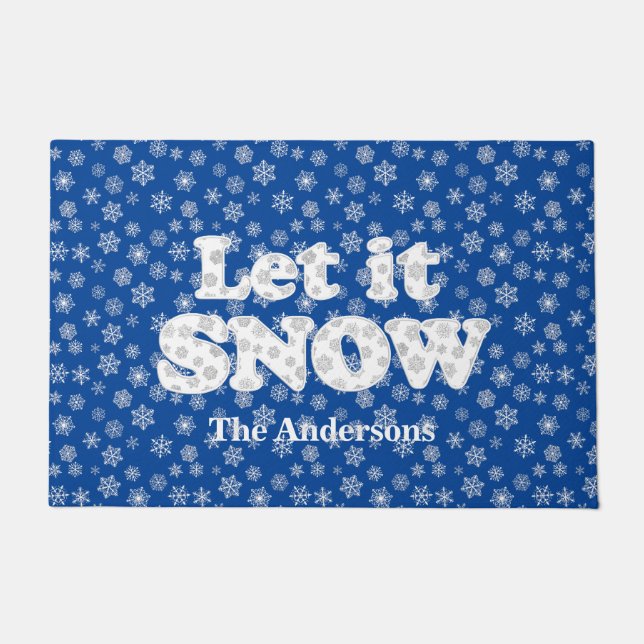 Word Art - Lassen Sie es mit schneebedecktem Hinte Fußmatte (Vorderseite)