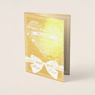 Word Art Personalisiert 50. Goldene Jubiläumskarte Folienkarte