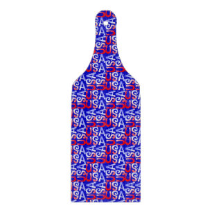 Word Art USA Text,Blue-CUTTING-BOARD PADDLE Schneidebrett